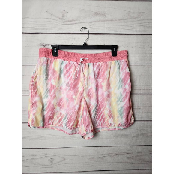 New Look Women Athletic Shorts Multicolor Tie Dye‎ Elastic Waist Plus 2X - Picture 1 of 5